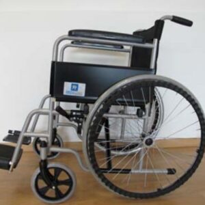 SILLA DE RUEDAS DE ALUMINIO 50 CM GRIS NEUMATICA Y BRAZOS FIJOS R.D. 8 PULG R.T. 24 PULG