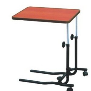 MESA PUENTE CON BANDEJA FIJA CAFE ALTURA AJUSTABLE C/PERILLA BASE C C/2 RUEDAS